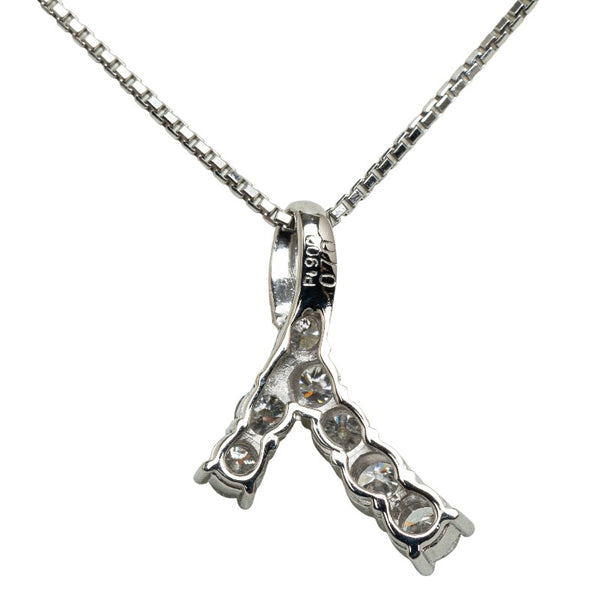 Pt900 プラチナ Pt850 プラチナ ダイヤ0.70ct エッジ ネックレス レディース 【中古】