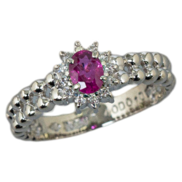 Pt850 プラチナ ルビー0.40ct ダイヤ0.10ct リング 指輪 レディース 11号 【中古】