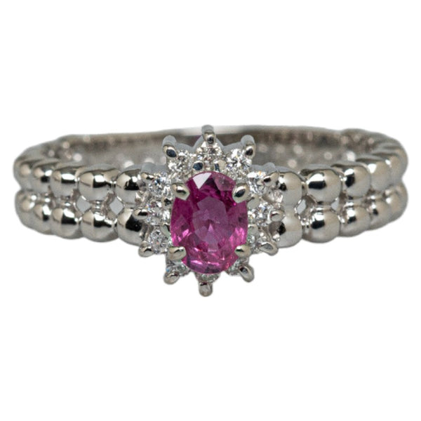 Pt850 プラチナ ルビー0.40ct ダイヤ0.10ct リング 指輪 レディース 11号 【中古】