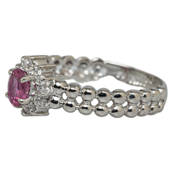 Pt850 プラチナ ルビー0.40ct ダイヤ0.10ct リング 指輪 レディース 11号 【中古】