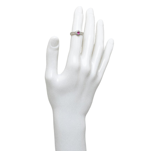 Pt850 プラチナ ルビー0.40ct ダイヤ0.10ct リング 指輪 レディース 11号 【中古】
