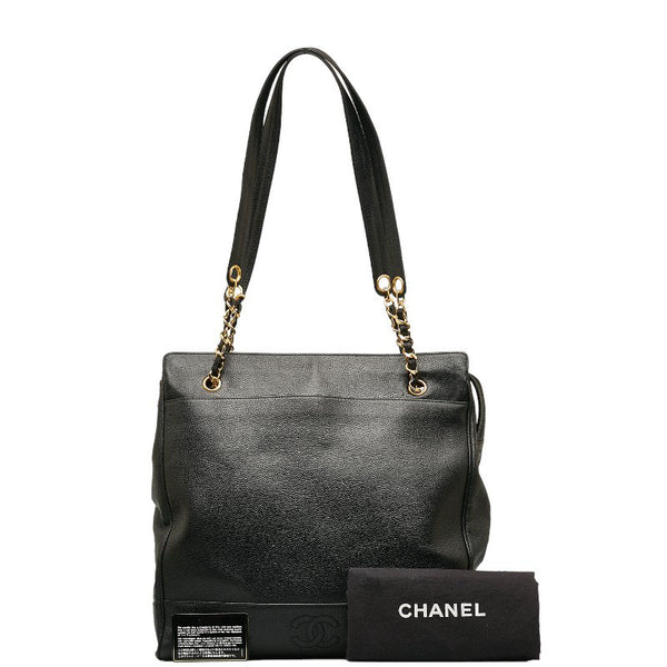 シャネル ココマーク チェーン ショルダーバッグ ブラック キャビアスキン レディース CHANEL 【中古】