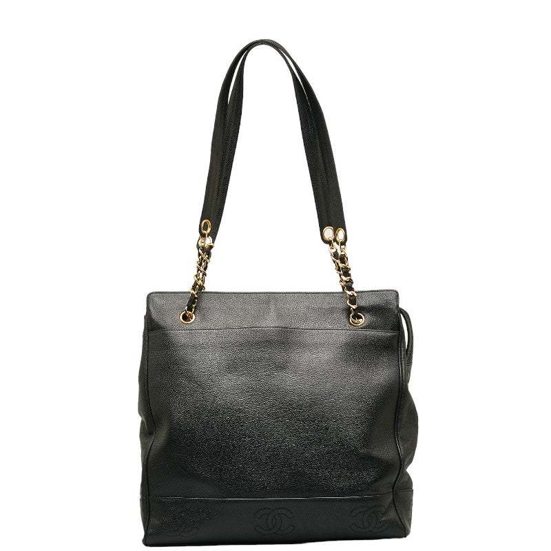 シャネル ココマーク チェーン ショルダーバッグ ブラック キャビアスキン レディース CHANEL 【中古】