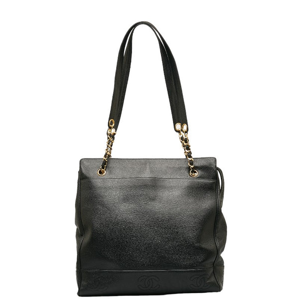 シャネル ココマーク チェーン ショルダーバッグ ブラック キャビアスキン レディース CHANEL 【中古】