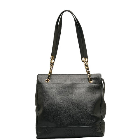 シャネル ココマーク チェーン ショルダーバッグ ブラック キャビアスキン レディース CHANEL 【中古】
