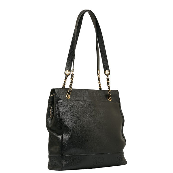 シャネル ココマーク チェーン ショルダーバッグ ブラック キャビアスキン レディース CHANEL 【中古】