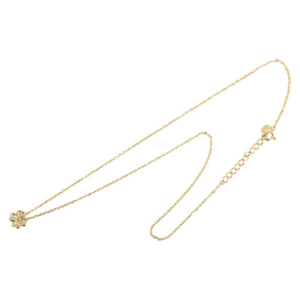 ミキモト K18YG イエローゴールド ダイヤ0.07ct クローバーモチーフ ペンダントネックレス レディース MIKIMOTO 【中古】