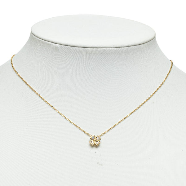 ミキモト K18YG イエローゴールド ダイヤ0.07ct クローバーモチーフ ペンダントネックレス レディース MIKIMOTO 【中古】