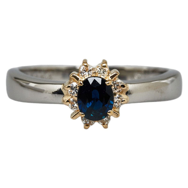 Pt900ベース/K18コンビ サファイア0.46ct ダイヤ0.13ct リング 指輪 レディース 13.5号 【中古】