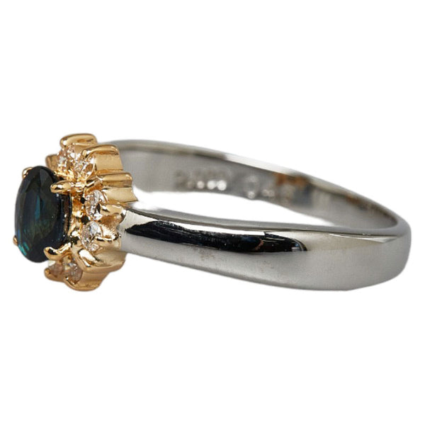 Pt900ベース/K18コンビ サファイア0.46ct ダイヤ0.13ct リング 指輪 レディース 13.5号 【中古】