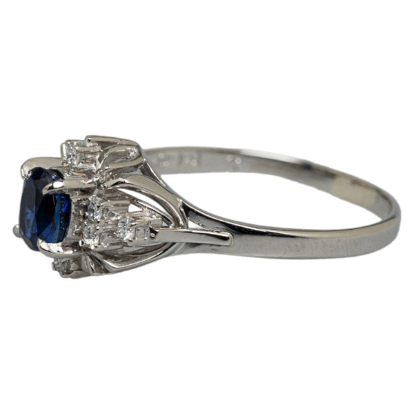 Pt900 プラチナ サファイア0.77ct ダイヤ0.11ct リング 指輪 レディース 15号 【中古】