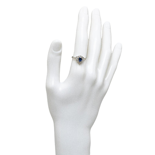 Pt900 プラチナ サファイア0.77ct ダイヤ0.11ct リング 指輪 レディース 15号 【中古】