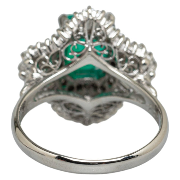Pt900 プラチナ エメラルド2.33ct ダイヤ1.73ct リング 指輪 レディース 16号 【中古】