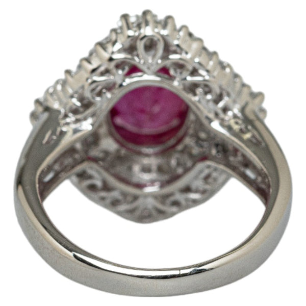 Pt900 プラチナ ルビー1.83ct ダイヤ0.76ct オーバル リング 指輪 レディース 7.5号 【中古】
