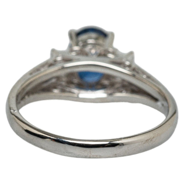 Pt900 プラチナ サファイア0.95ct ダイヤ0.19ct オーバル リング 指輪 レディース 8号 【中古】