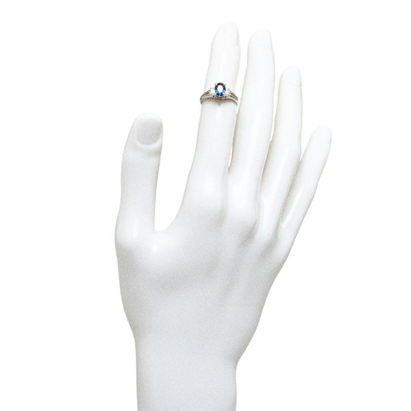 Pt900 プラチナ サファイア0.95ct ダイヤ0.19ct オーバル リング 指輪 レディース 8号 【中古】
