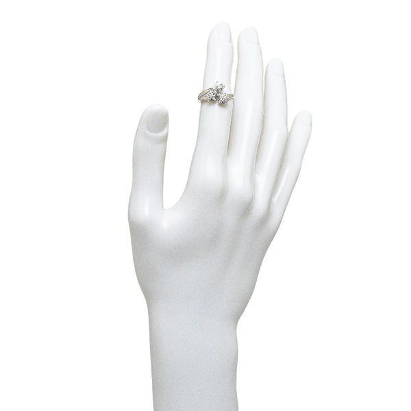 ポンテヴェキオ K18WG ホワイトゴールド ダイヤ0.34ct 花 フラワー リング 指輪 レディース Ponte Vecchio 11号 【中古】