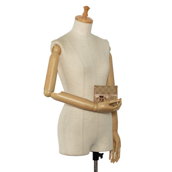 グッチ ホースビット ダブルホック 二つ折り財布 233053 ベージュ キャンバス レザー レディース GUCCI 【中古】