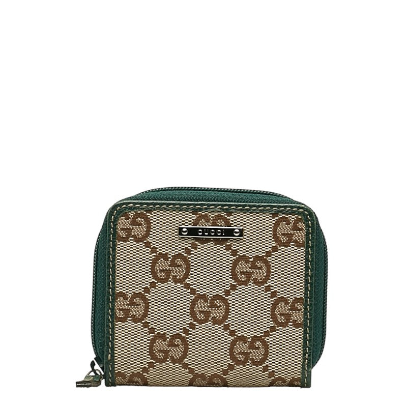 グッチ GGキャンバス コインケース 115255 グリーン ベージュ キャンバス レザー レディース GUCCI 【中古】