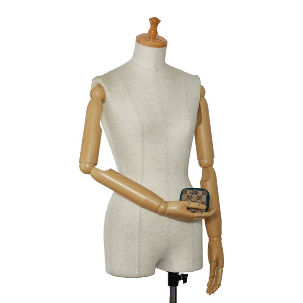 グッチ GGキャンバス コインケース 115255 グリーン ベージュ キャンバス レザー レディース GUCCI 【中古】