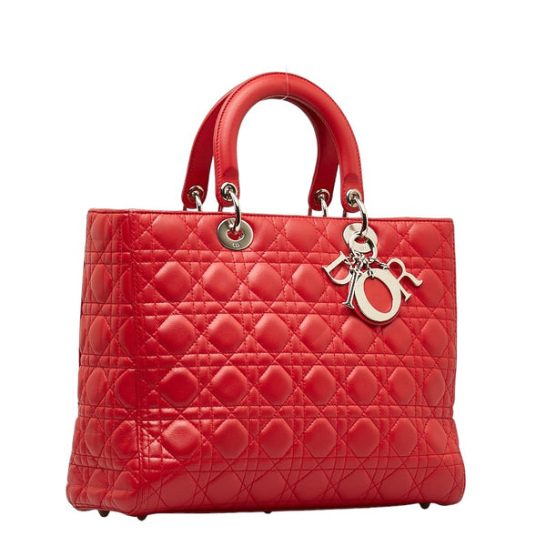 ディオール レディディオール カナージュ ハンドバッグ レッド レザー レディース Dior 【中古】