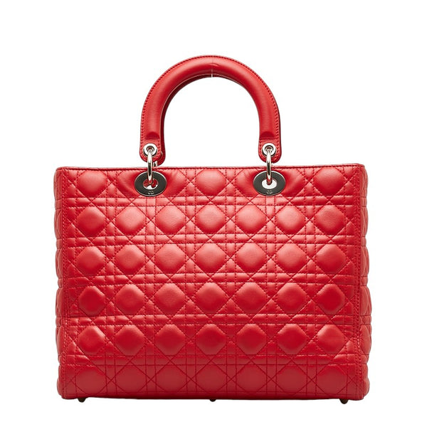 ディオール レディディオール カナージュ ハンドバッグ レッド レザー レディース Dior 【中古】