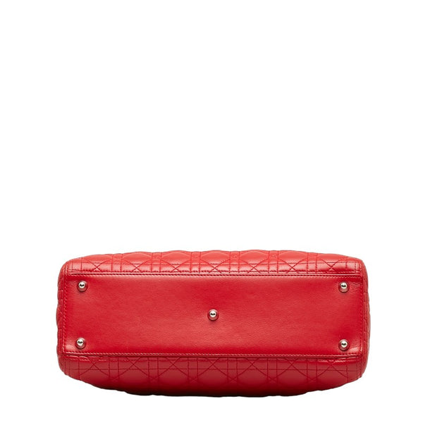 ディオール レディディオール カナージュ ハンドバッグ レッド レザー レディース Dior 【中古】