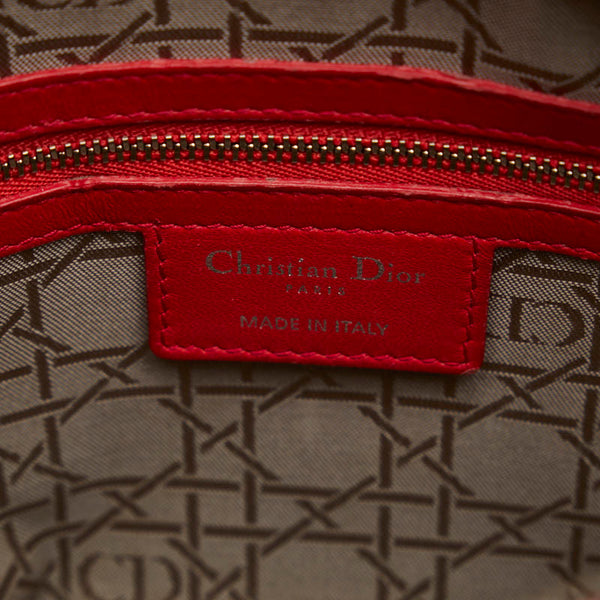 ディオール レディディオール カナージュ ハンドバッグ レッド レザー レディース Dior 【中古】