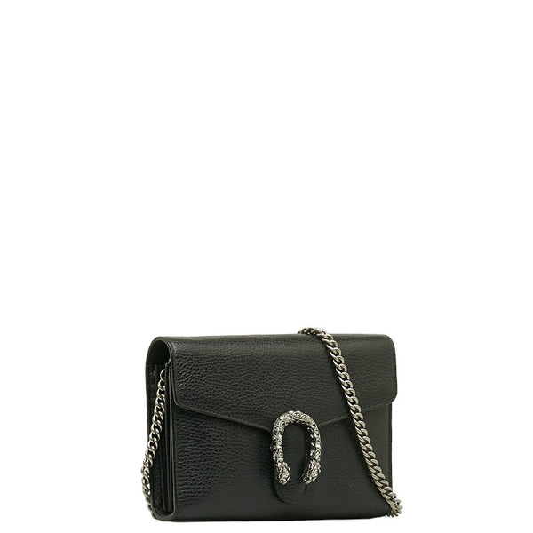 グッチ ディオニュソス 斜め掛け チェーン ショルダーバッグ ウォレット 401231 ブラック レザー レディース GUCCI 【中古】