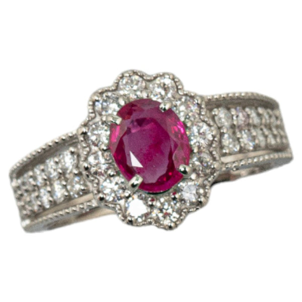 Pt950 プラチナ ルビー1.028ct ダイヤ0.73ct リング 指輪 レディース 12号 【中古】