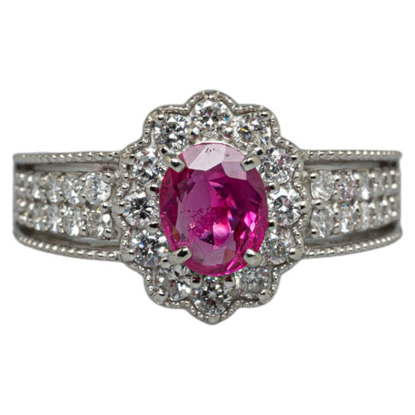 Pt950 プラチナ ルビー1.028ct ダイヤ0.73ct リング 指輪 レディース 12号 【中古】