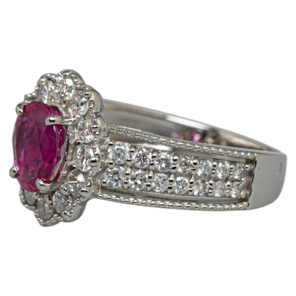 Pt950 プラチナ ルビー1.028ct ダイヤ0.73ct リング 指輪 レディース 12号 【中古】