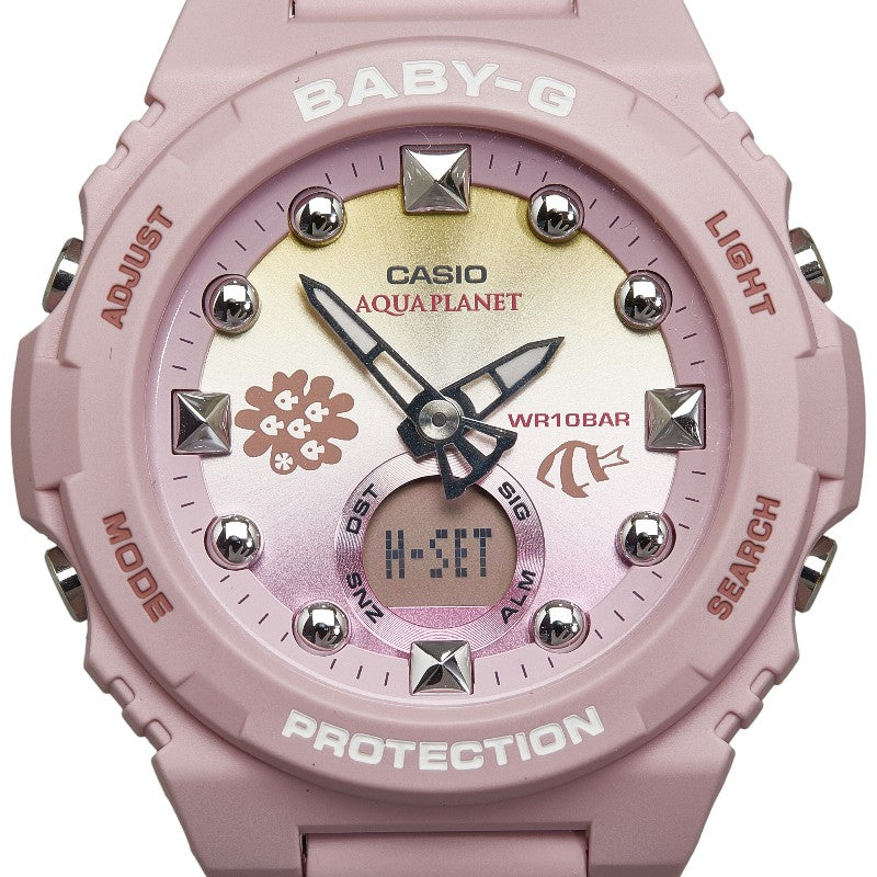 カシオ Baby G ×アクアプラネット Love The Sea And The Earth  腕時計 BGA 320AQ 4AJR クオーツ ピンク文字盤 ラバー レディース CASIO 【中古】