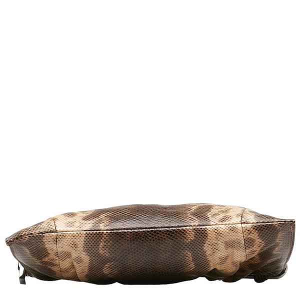 グッチ リザード クラッチバッグ 004 0655 ブラウン シルバー レザー レディース GUCCI 【中古】