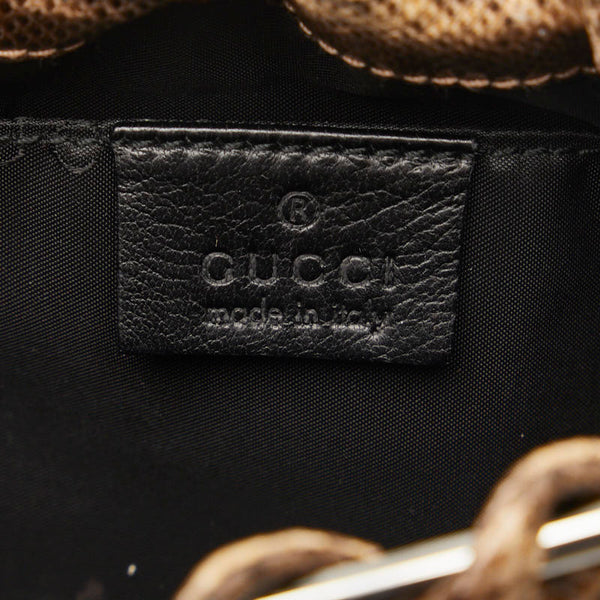 グッチ リザード クラッチバッグ 004 0655 ブラウン シルバー レザー レディース GUCCI 【中古】