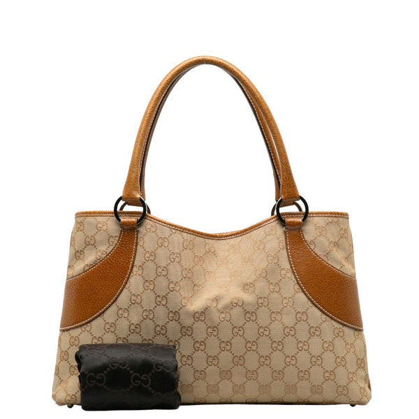 グッチ GGキャンバス トートバッグ ショルダーバッグ 113015 ベージュ キャンバス レザー レディース GUCCI 【中古】