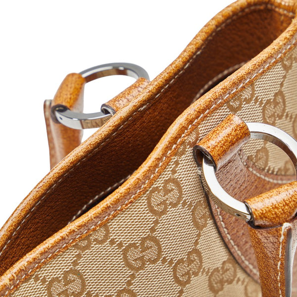 グッチ GGキャンバス トートバッグ ショルダーバッグ 113015 ベージュ キャンバス レザー レディース GUCCI 【中古】