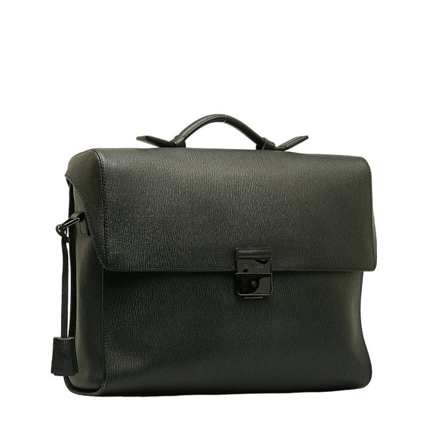 サルヴァトーレフェラガモ 斜め掛け ビジネスバッグ ショルダーバッグ FZ-24 0190 ブラック レザー メンズ Salvatore Ferragamo 【中古】
