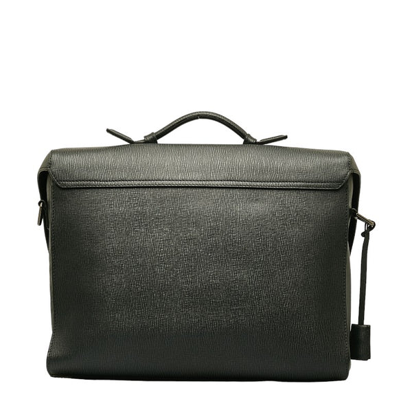 サルヴァトーレフェラガモ 斜め掛け ビジネスバッグ ショルダーバッグ FZ-24 0190 ブラック レザー メンズ Salvatore Ferragamo 【中古】