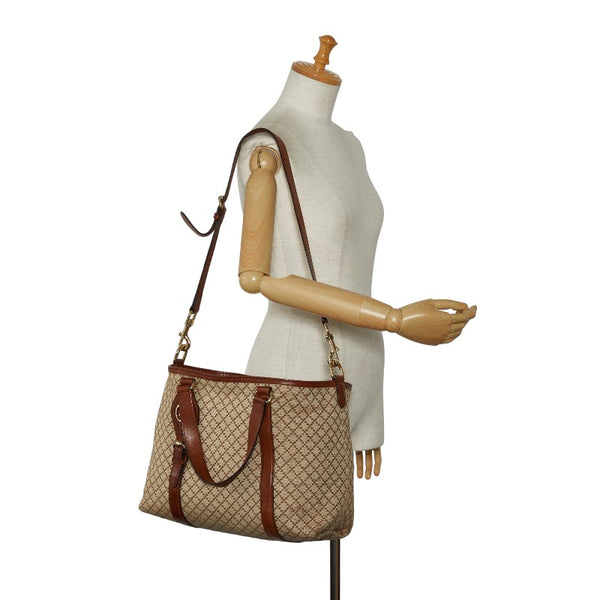 グッチ ディアマンテ ハンドバッグ ショルダーバッグ 2WAY 282346 ベージュ ブラウン キャンバス レザー レディース GUCCI 【中古】
