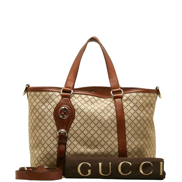 グッチ ディアマンテ ハンドバッグ ショルダーバッグ 2WAY 282346 ベージュ ブラウン キャンバス レザー レディース GUCCI 【中古】