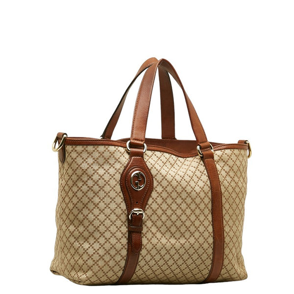 グッチ ディアマンテ ハンドバッグ ショルダーバッグ 2WAY 282346 ベージュ ブラウン キャンバス レザー レディース GUCCI 【中古】