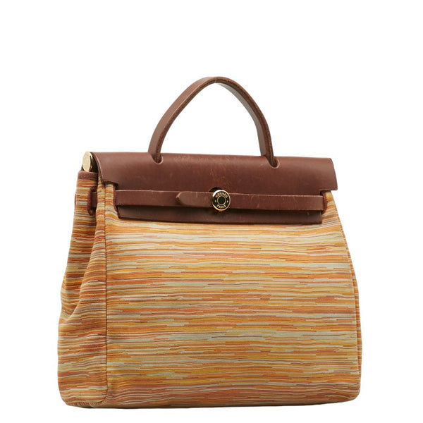 エルメス エールバッグPM ヴィブラート ハンドバッグ ブラウン マルチカラー トワルオフィシエ レザー レディース HERMES 【中古】