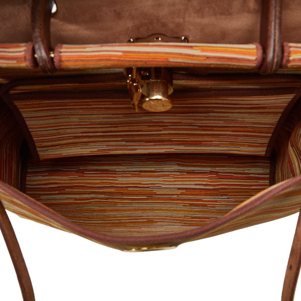 エルメス エールバッグPM ヴィブラート ハンドバッグ ブラウン マルチカラー トワルオフィシエ レザー レディース HERMES 【中古】