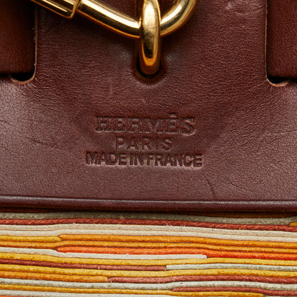 エルメス エールバッグPM ヴィブラート ハンドバッグ ブラウン マルチカラー トワルオフィシエ レザー レディース HERMES 【中古】