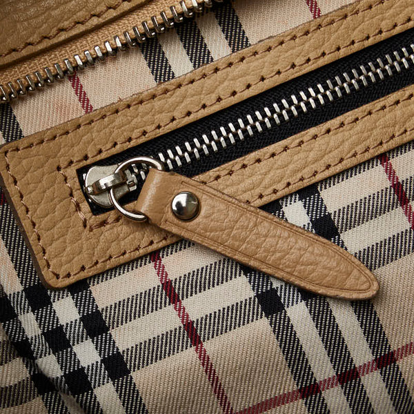 バーバリー ノバチェック ハンドバッグ ベージュ レザー レディース BURBERRY 【中古】