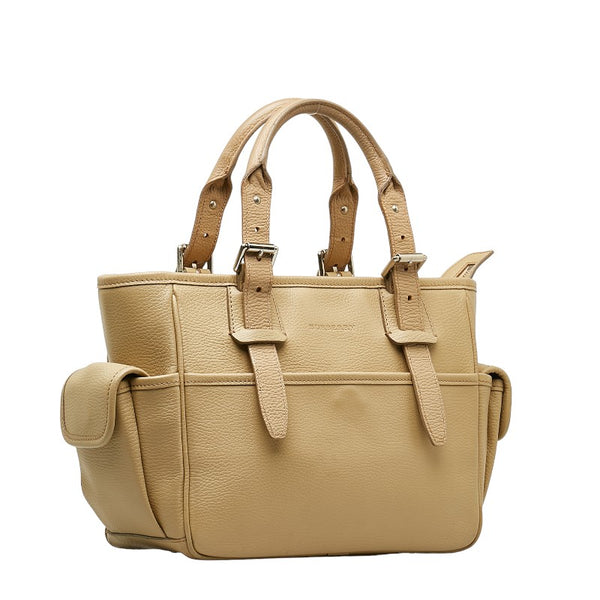 バーバリー ノバチェック ハンドバッグ ベージュ レザー レディース BURBERRY 【中古】