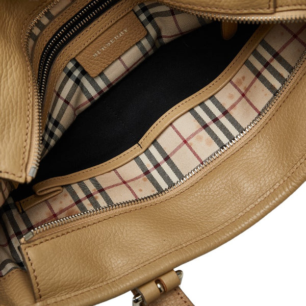 バーバリー ノバチェック ハンドバッグ ベージュ レザー レディース BURBERRY 【中古】