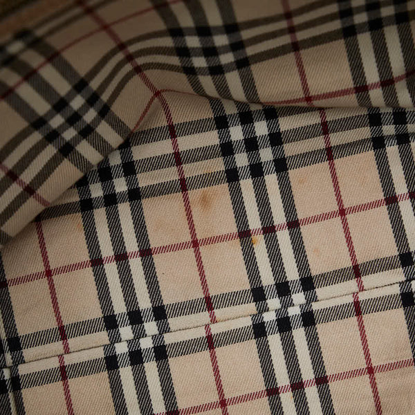 バーバリー ノバチェック ハンドバッグ ベージュ レザー レディース BURBERRY 【中古】