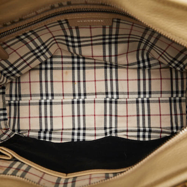 バーバリー ノバチェック ハンドバッグ ベージュ レザー レディース BURBERRY 【中古】